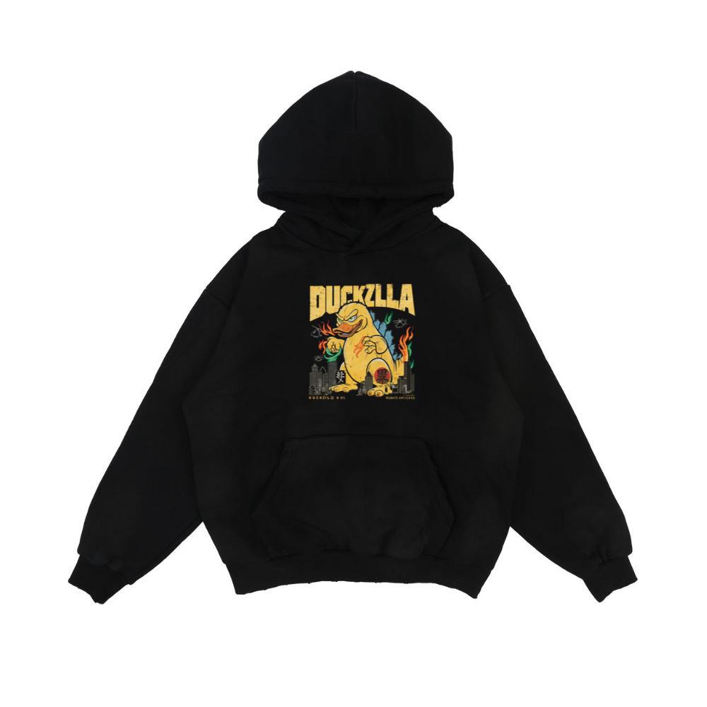 Duckzilla Monster Duck Retro Cartoon Design Hoodie