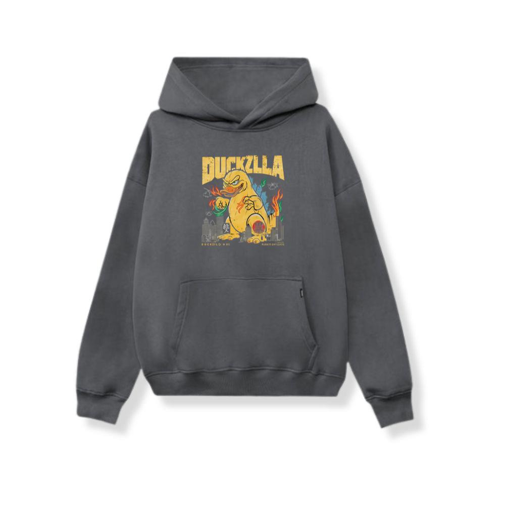 Duckzilla Monster Duck Retro Cartoon Design Hoodie - Image 2