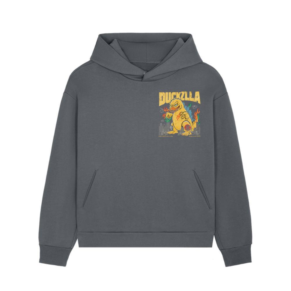 Duckzilla Monster Duck Retro Cartoon Design Hoodie - Image 2