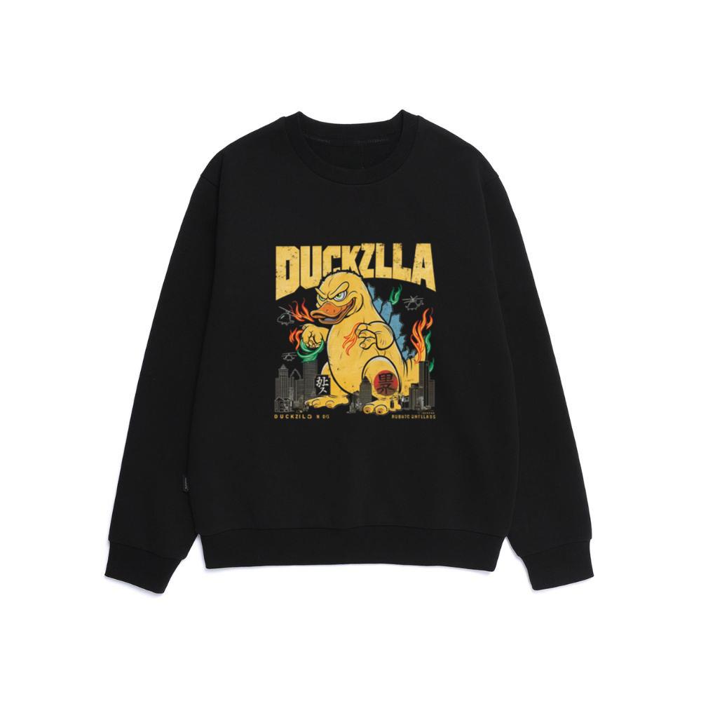 Duckzilla Monster Duck Retro Cartoon Design Sweatshirt