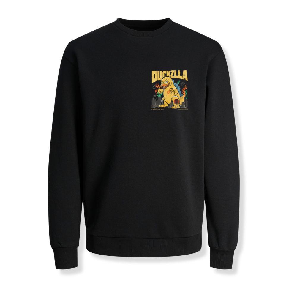 Duckzilla Monster Duck Retro Cartoon Design Sweatshirt