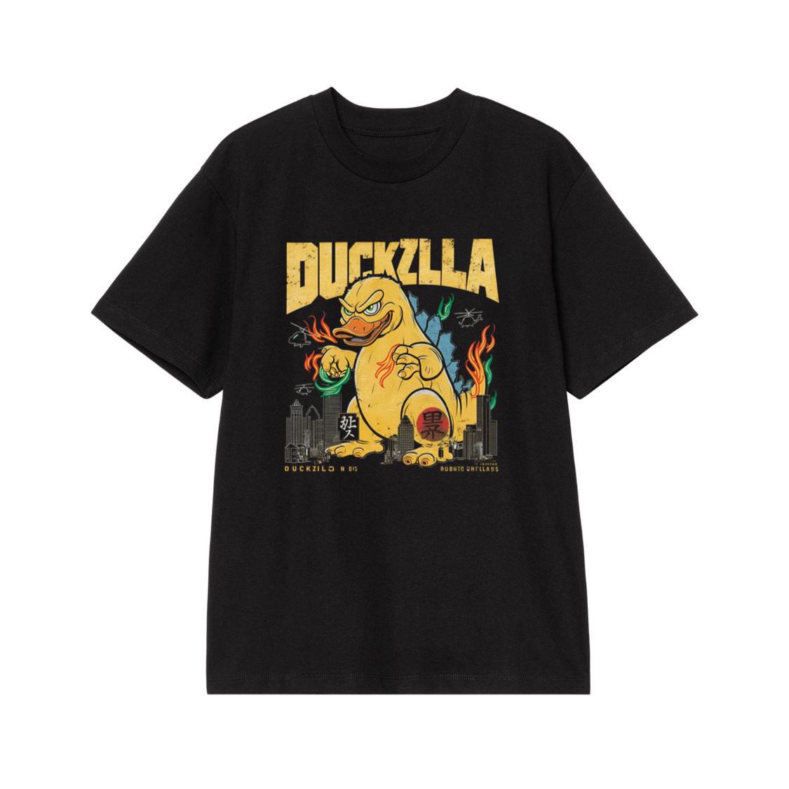 Duckzilla Monster Duck Retro Cartoon Design T-Shirt