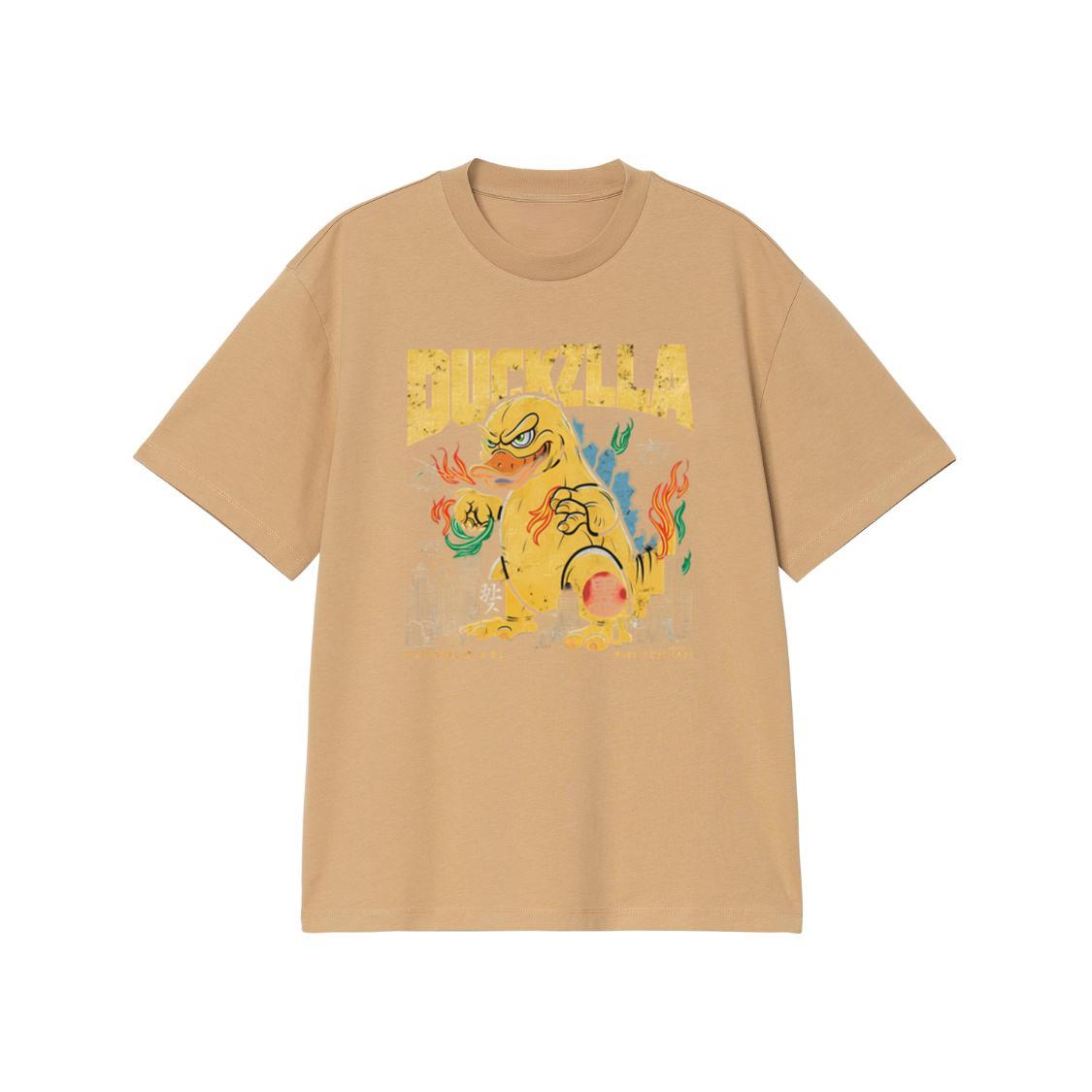 Duckzilla Monster Duck Retro Cartoon Design T-Shirt - Image 3