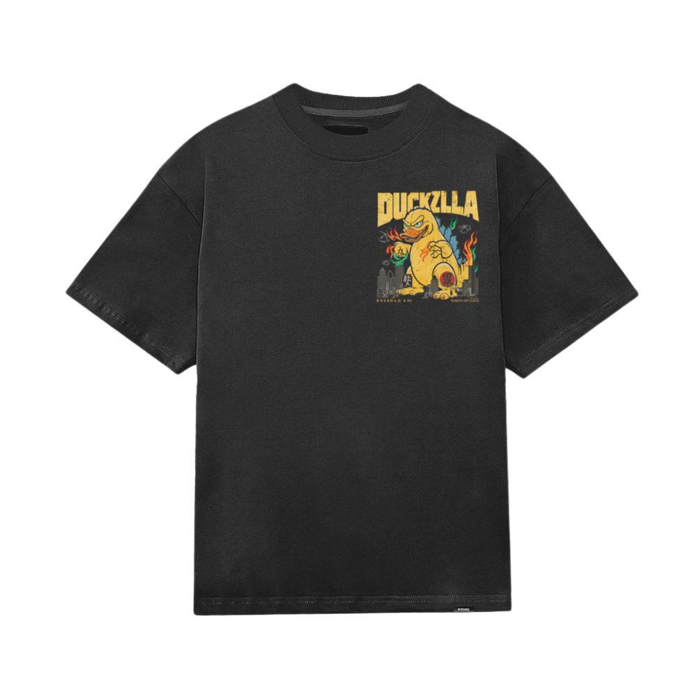 Duckzilla Monster Duck Retro Cartoon Design T-Shirt - Image 3