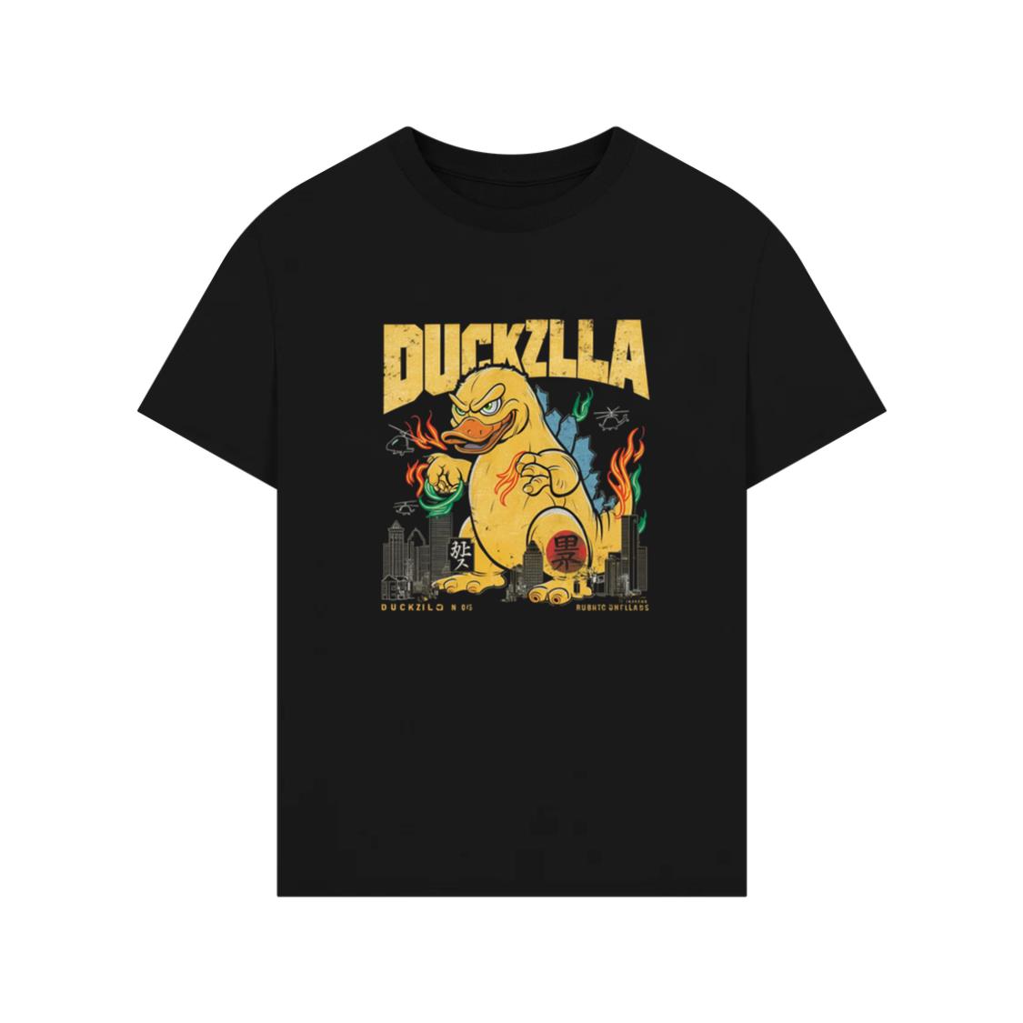 Duckzilla Monster Duck Retro Cartoon Design T-Shirt