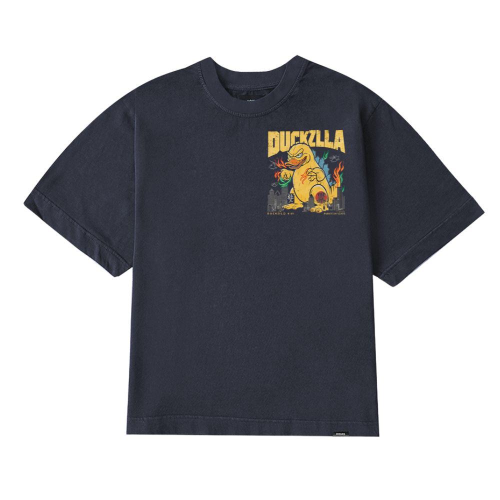 Duckzilla Monster Duck Retro Cartoon Design T-Shirt - Image 4