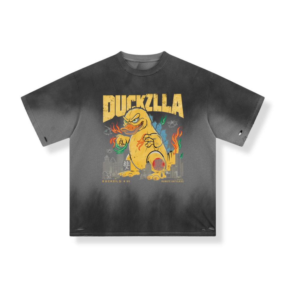 Duckzilla Monster Duck Retro Cartoon Design T-Shirt