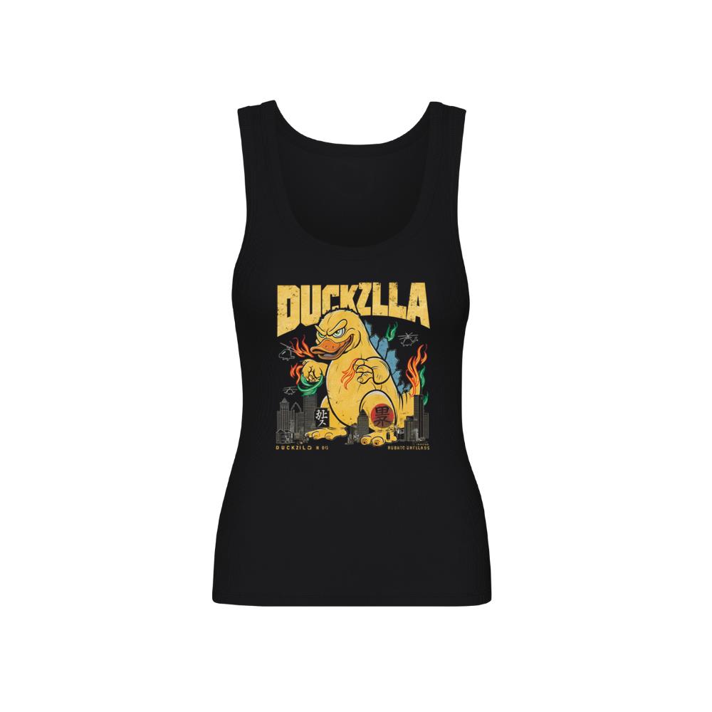 Duckzilla Monster Duck Retro Cartoon Design Tank Top