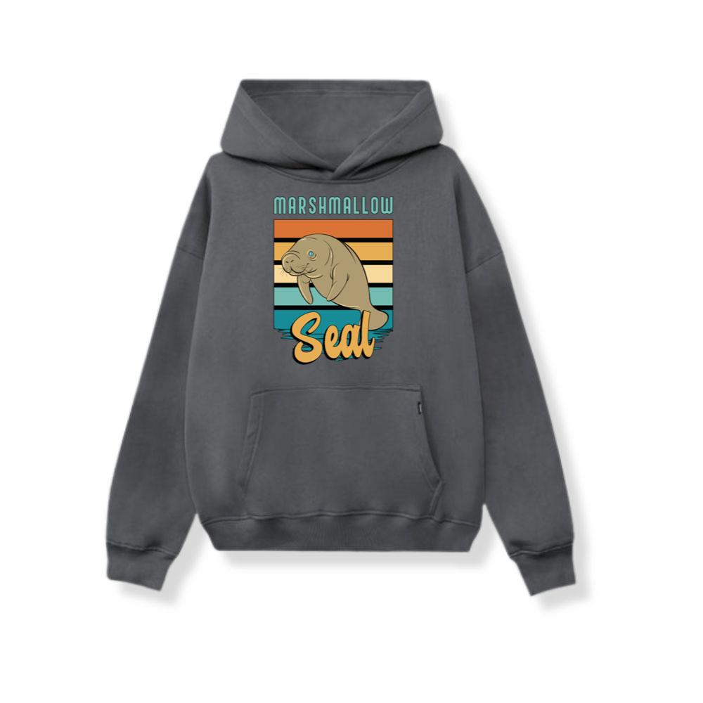 Dugong Marshmallow Seal Retro Loves Marine Animals Hoodie