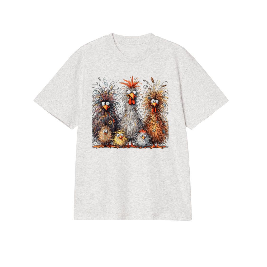 Eagerlys Colorful Funny Chicken Art, Crazy Chicken Family T-Shirt