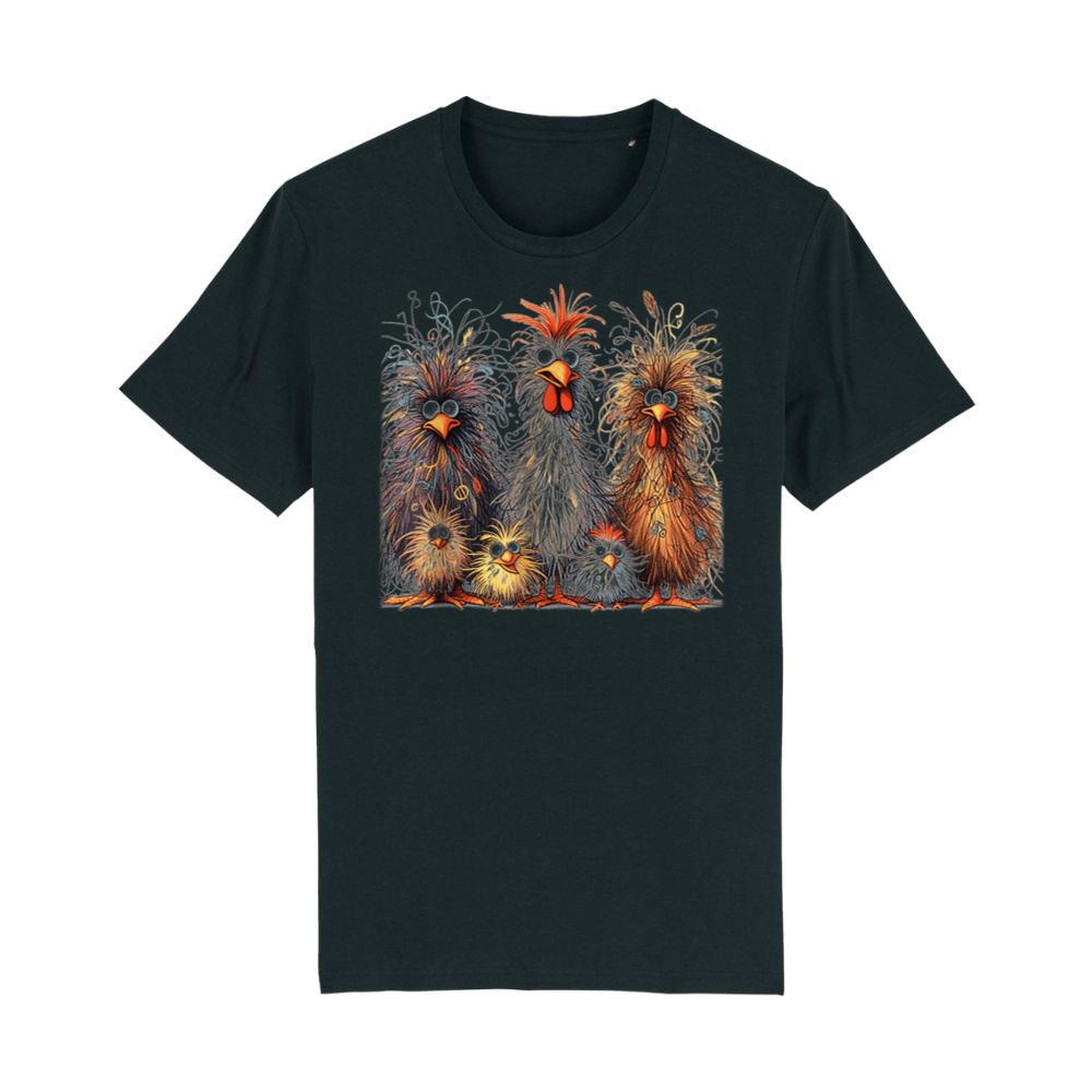 Eagerlys Colorful Funny Chicken Art, Crazy Chicken Family T-Shirt 