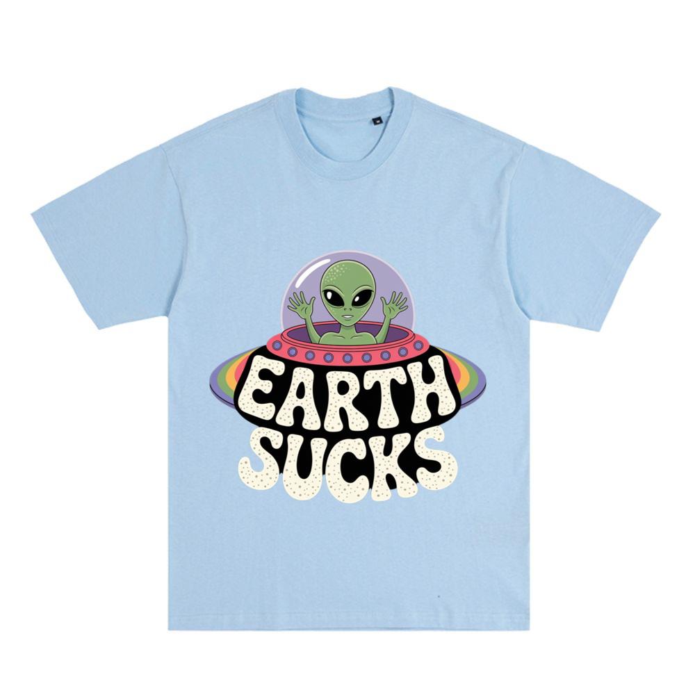 Earth Sucks Funny Alien UFO Cartoon T-Shirt