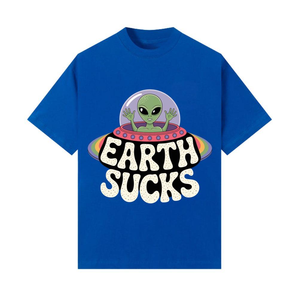 Earth Sucks Funny Alien UFO Cartoon T-Shirt
