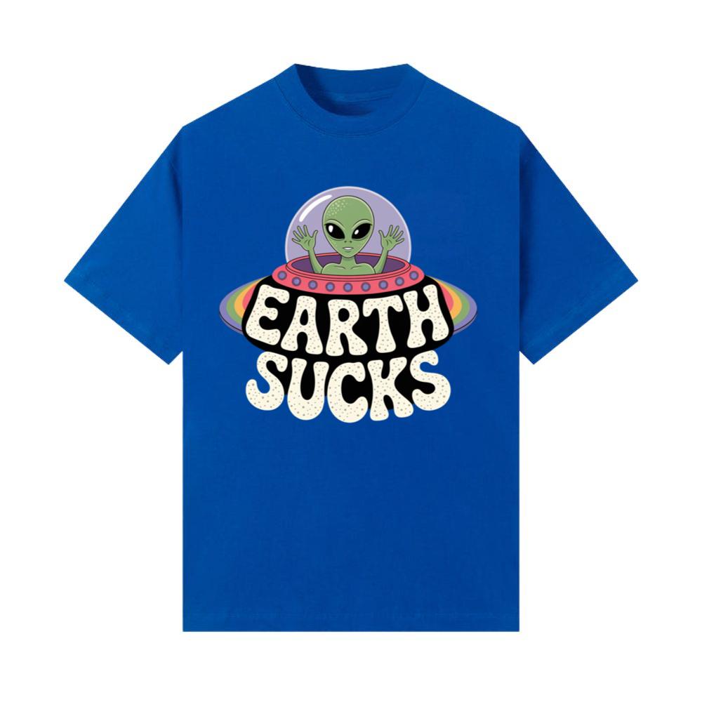 Earth Sucks Funny Alien UFO Cartoon T-Shirt