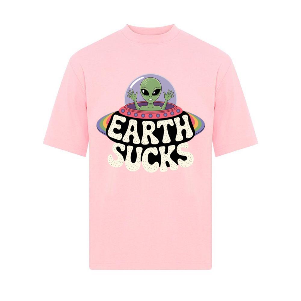 Earth Sucks Funny Alien UFO Cartoon T-Shirt