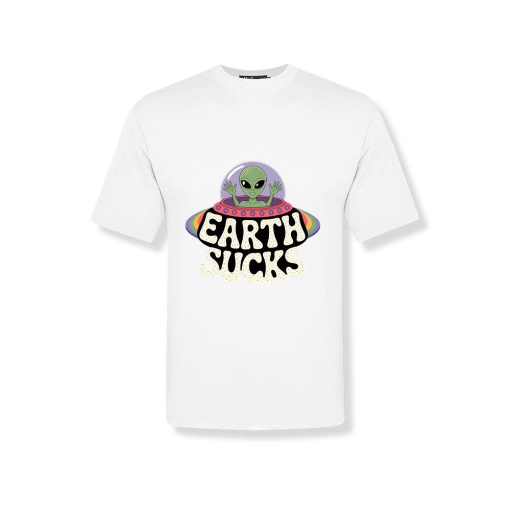 Earth Sucks Funny Alien UFO Cartoon T-Shirts