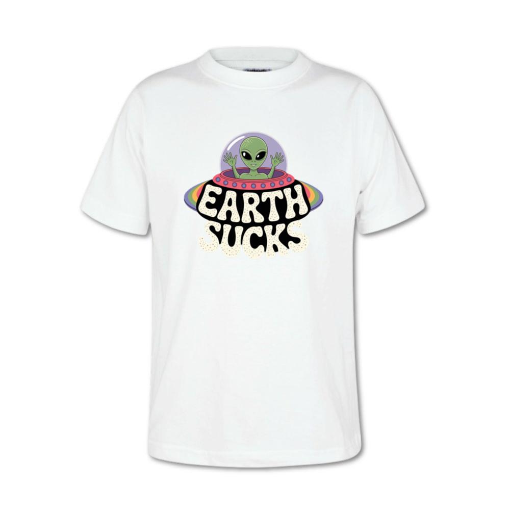 Earth Sucks Funny Alien UFO Cartoon T-Shirts