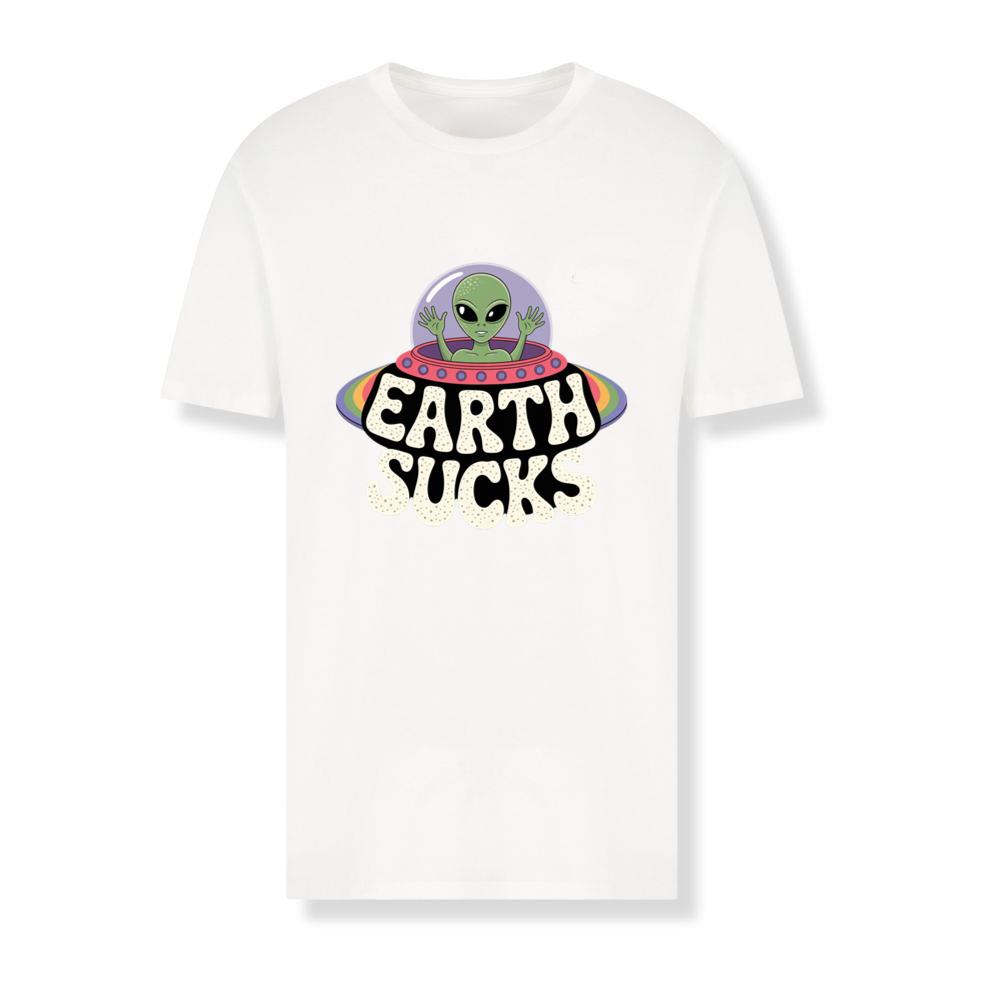Earth Sucks Funny Alien UFO Cartoon T-Shirts