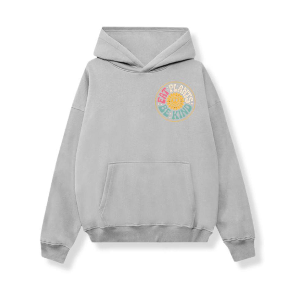 Eat Plants Be Kind Smiley Flower Artwork for Eco Friendly Fashion Hoodie