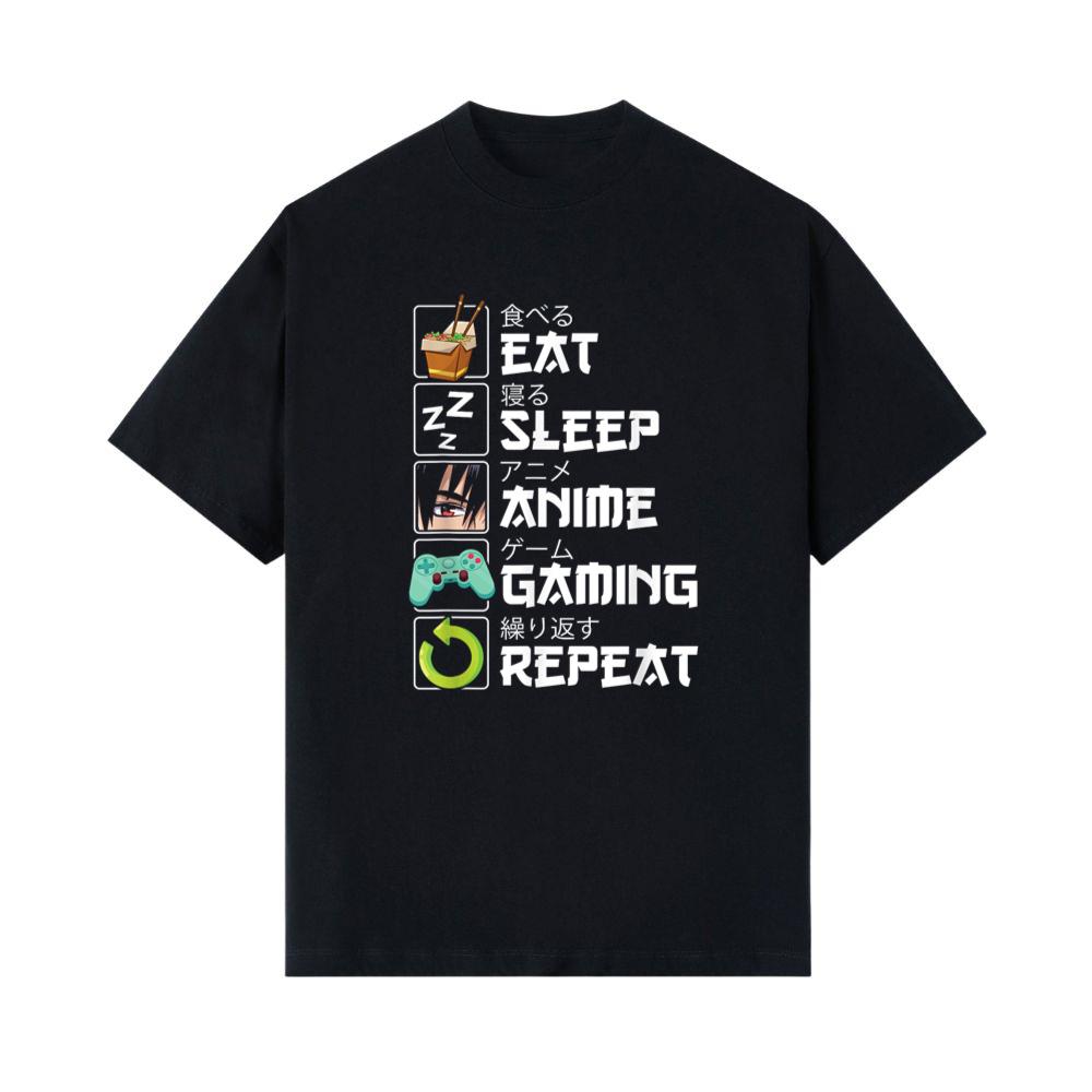 Eat Sleep Anime Gaming Repeat Kawaii Otaku Anime Manga T-Shirt 