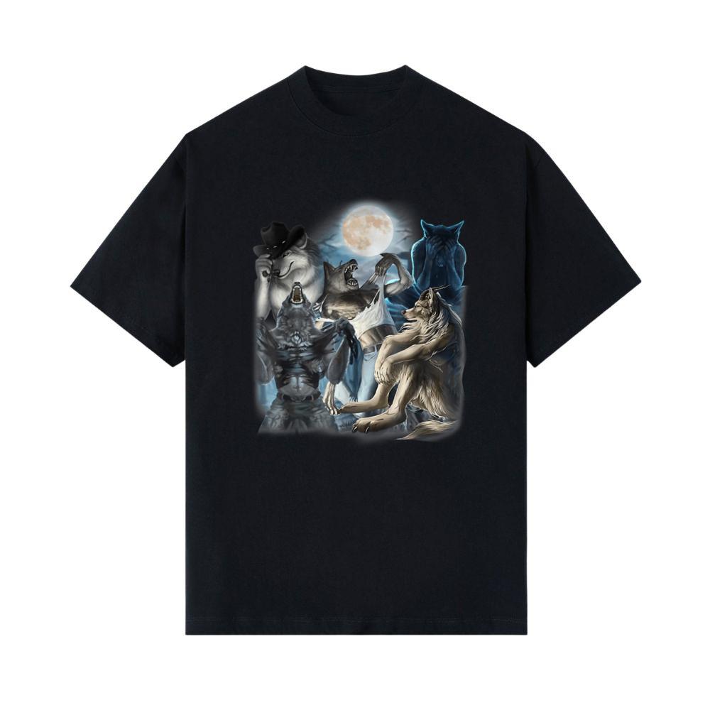 Edgy Wolf Wolves Howling Funny Oddly Specific Dank Meme T-Shirt 