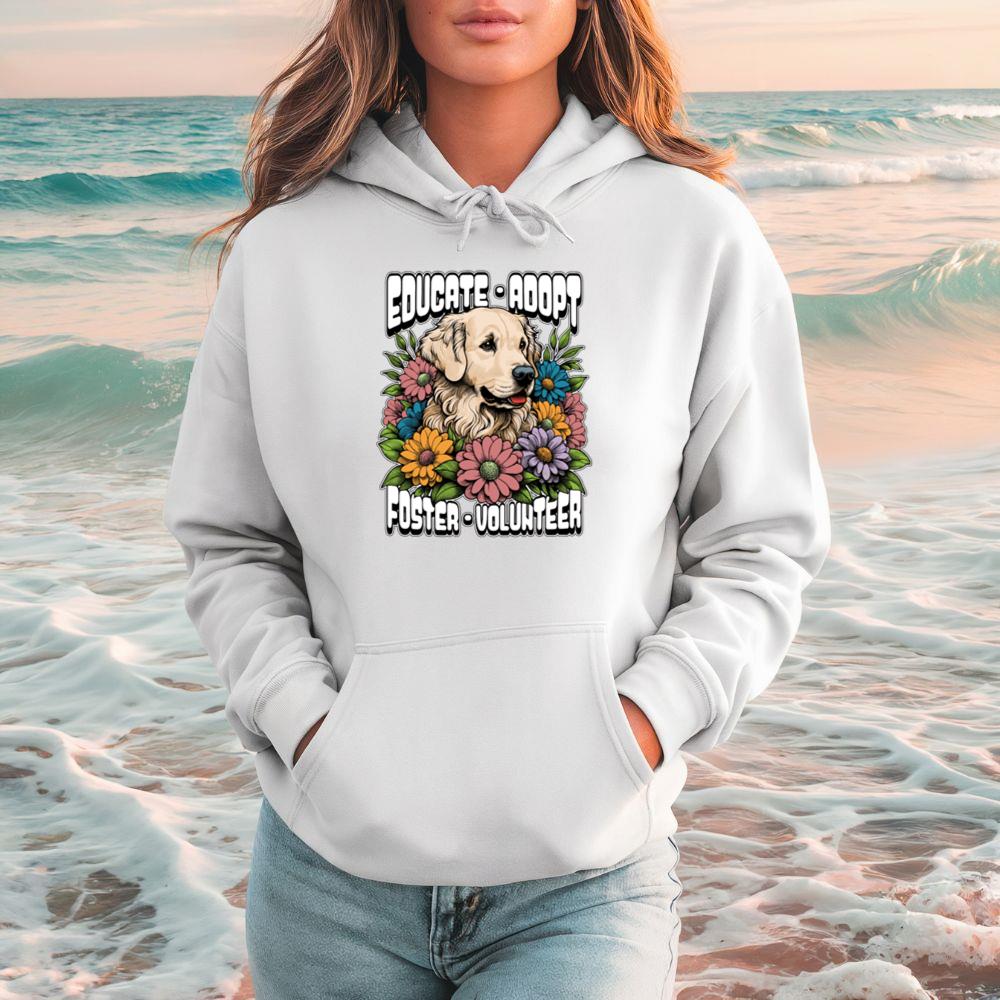 Educate Adopt Foster Volunteer Animal Shelter Dog Cat Rescue Gift Hoodie