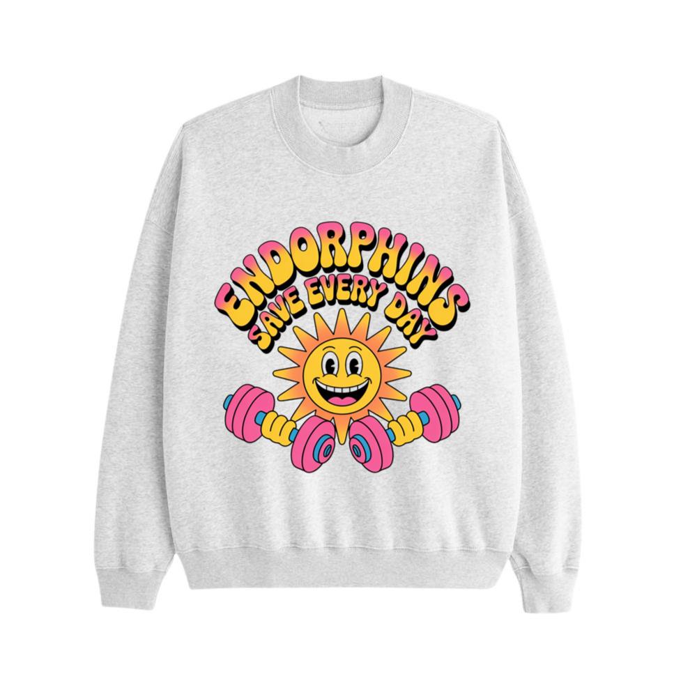 Endorphins Save Every Day Happy Sun With Dumbbells Sweatshirt