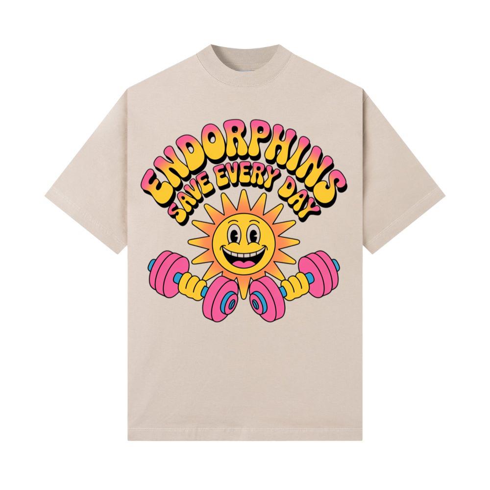 Endorphins Save Every Day Happy Sun With Dumbbells T-Shirt - Image 3