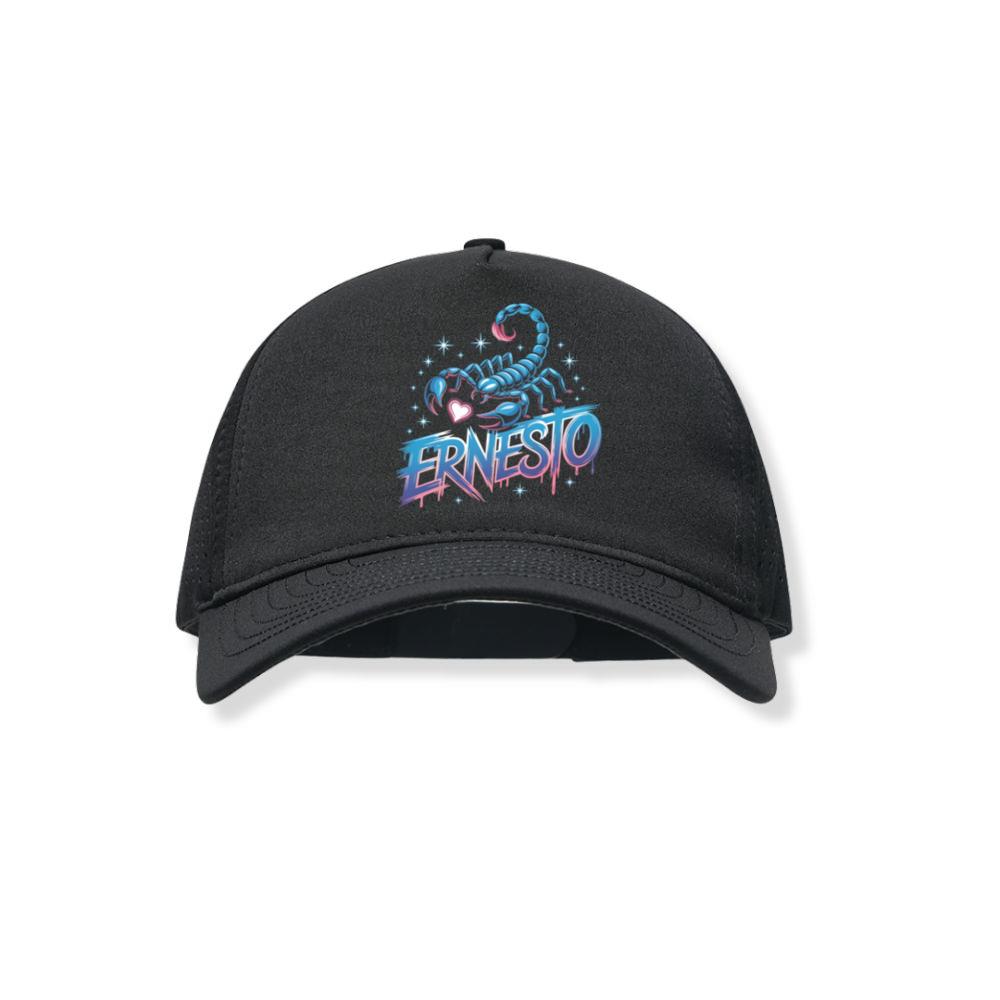 Ernesto Scorpion Neon Retro Horror Style Black Hat