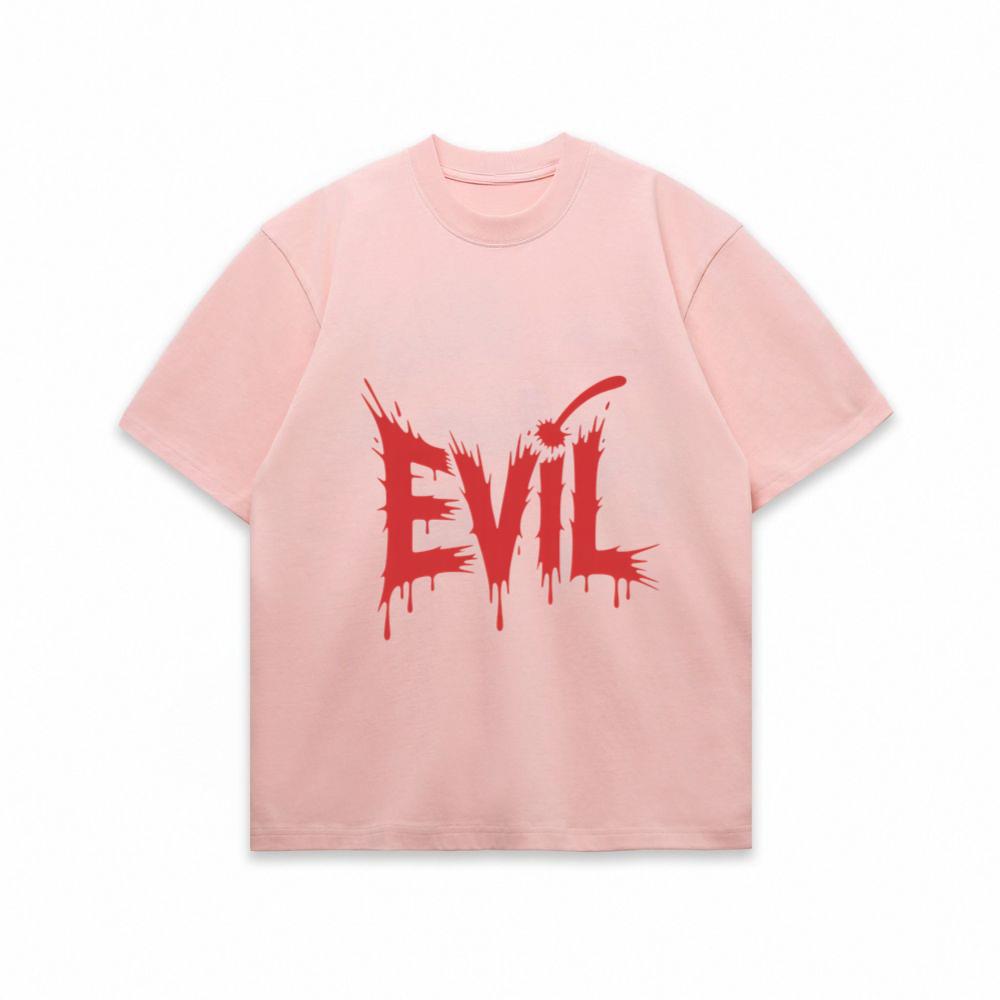 Evil Horror Red Blood Text Graphic T-Shirt