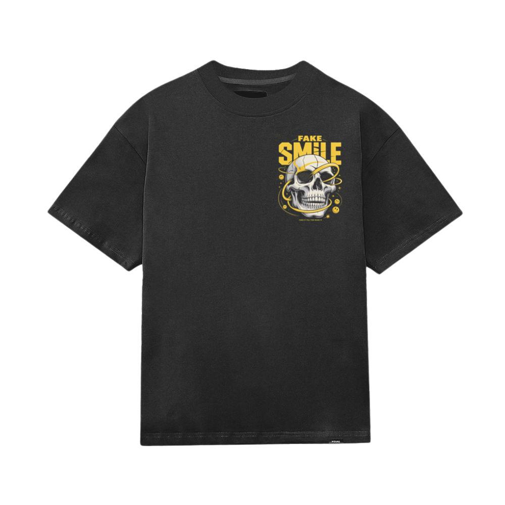 Fake Smile Skull Graffiti Streetwear Design T-Shirt - Image 3