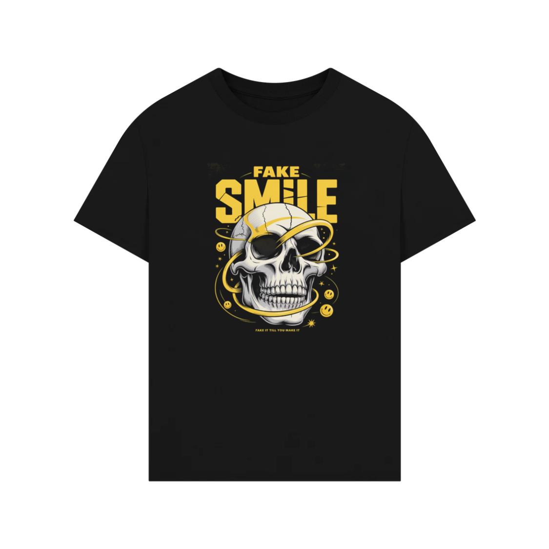 Fake Smile Skull Graffiti Streetwear Design T-Shirt