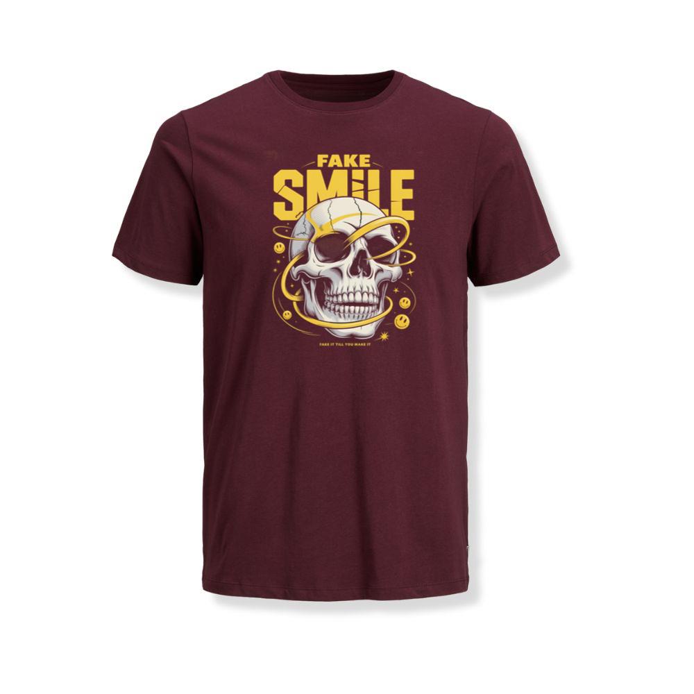 Fake Smile Skull Graffiti Streetwear Design T-Shirt - Image 3