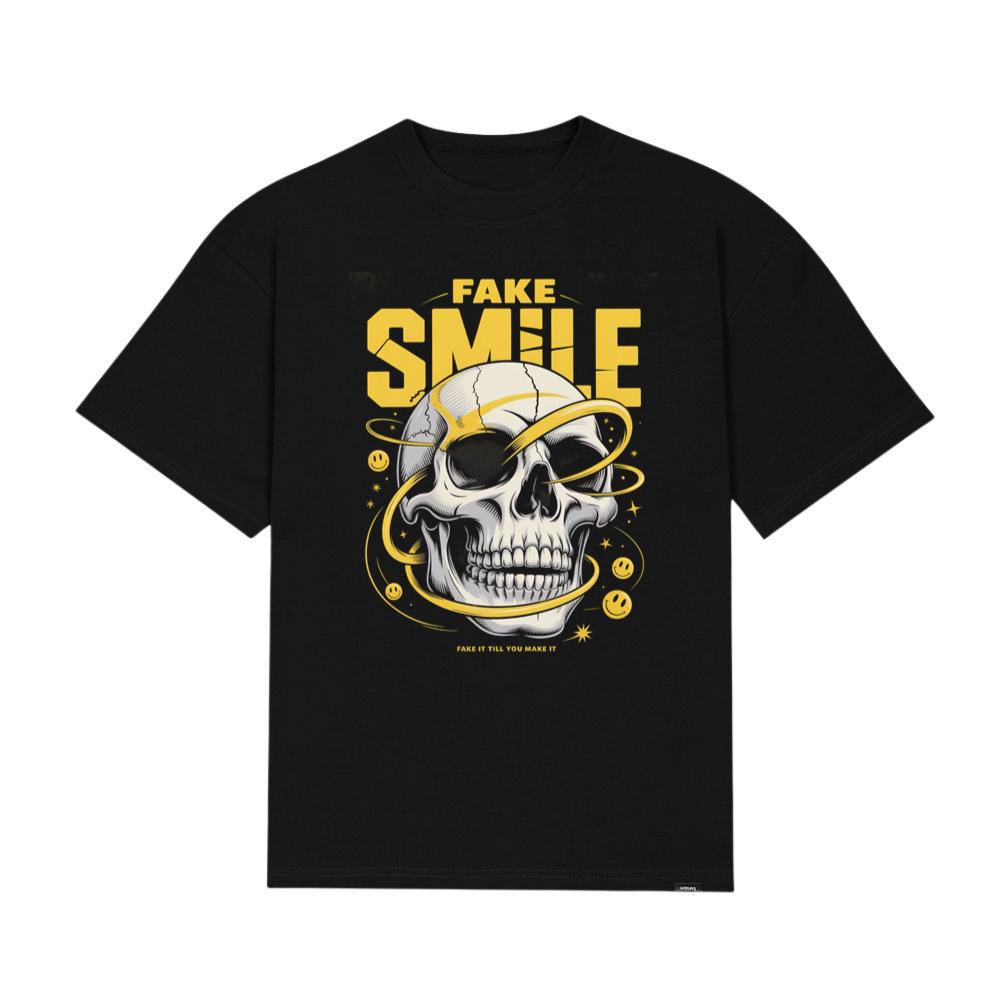 Fake Smile Skull Graffiti Streetwear Design T-Shirt