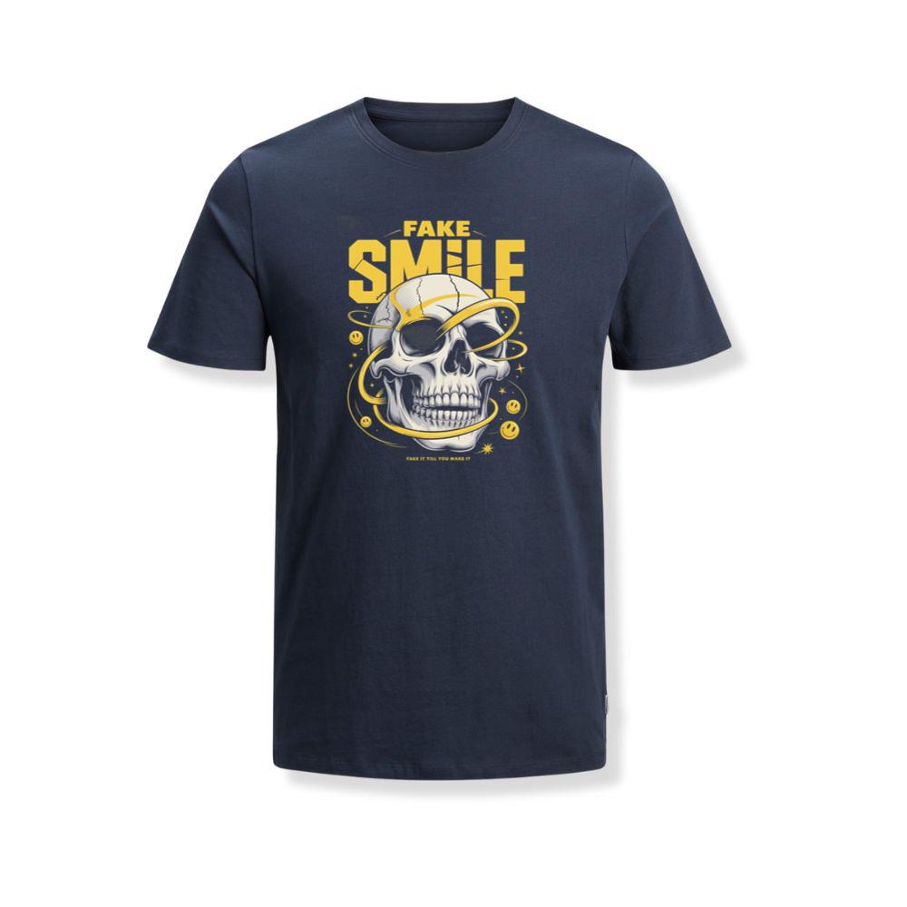 Fake Smile Skull Graffiti Streetwear Design T-Shirt - Image 2