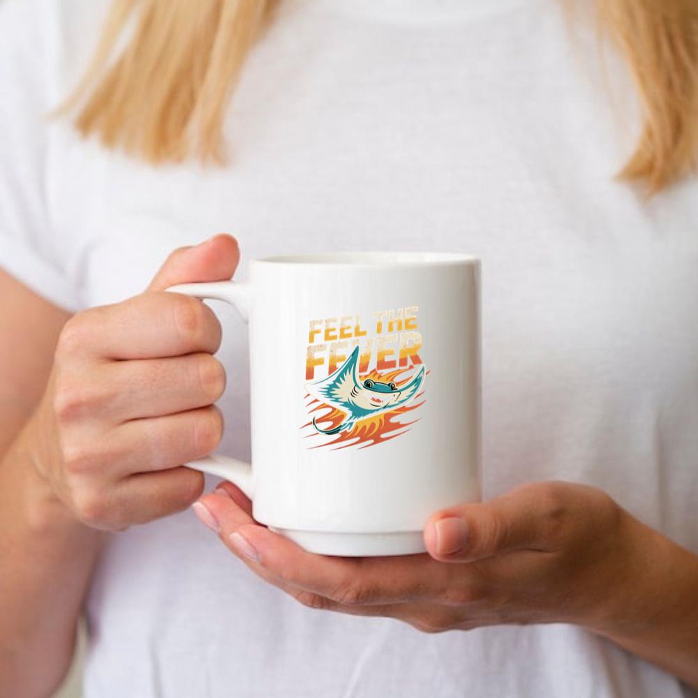 Feel the Fever Retro Skateboard Cartoon Design Mug