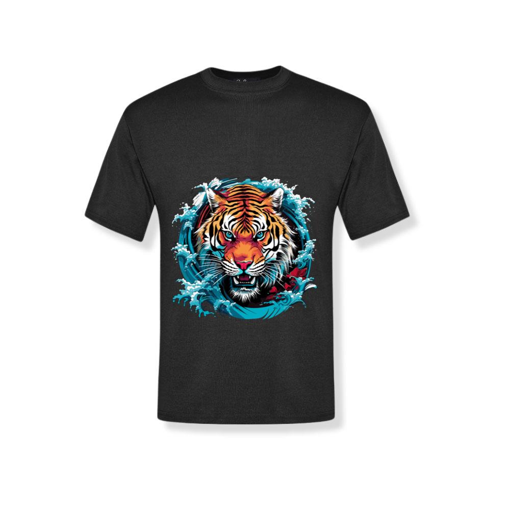 Fierce Tiger Head Japanese Sea Waves Anime T-Shirts