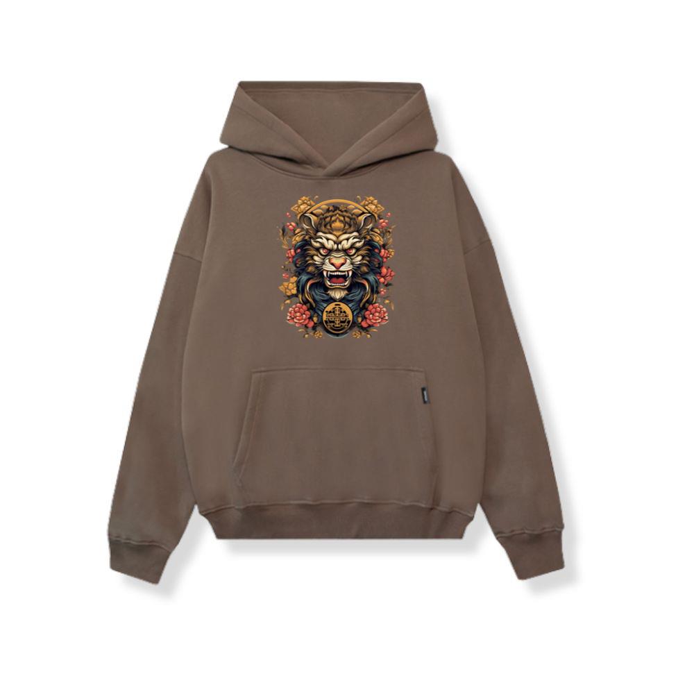 Fiery Orange Dragon with Water Japanese Sea Waves Hoodies