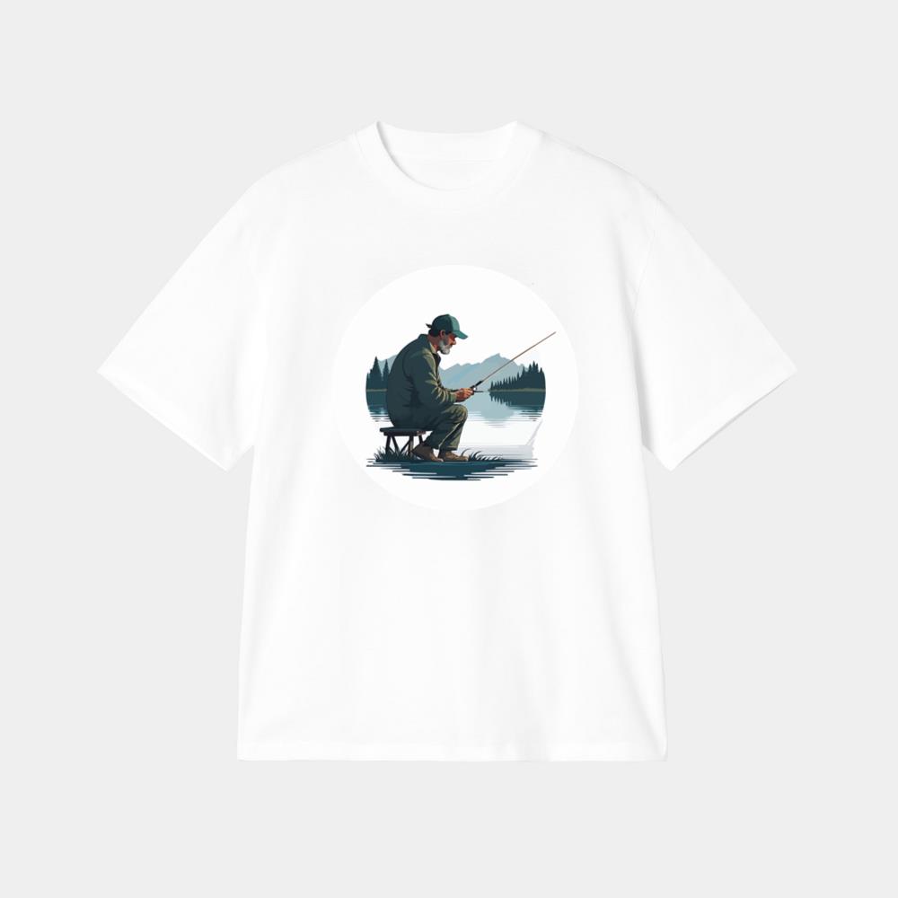 Fisherman by Calm Lake T-Shirt