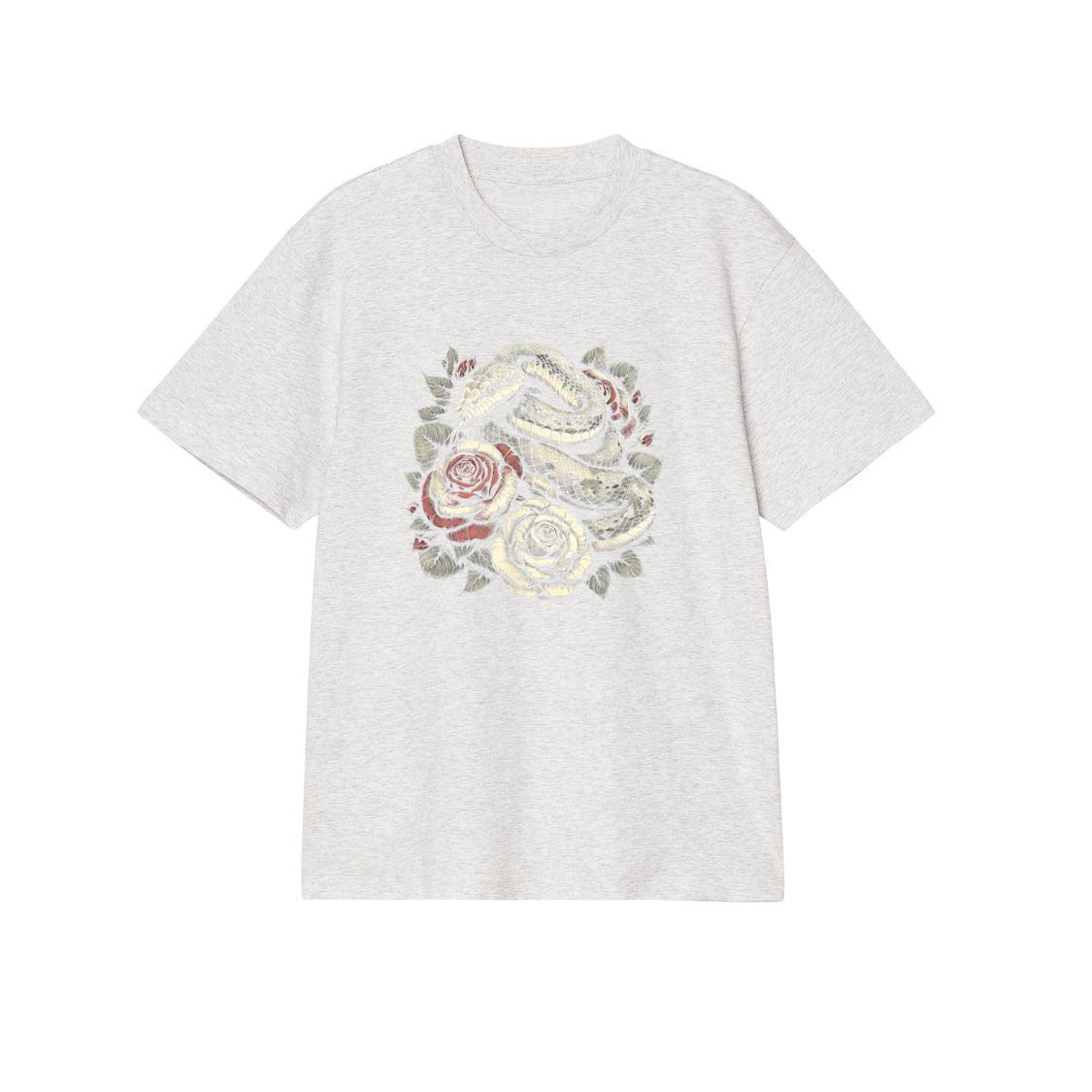Floral Snake With Roses Graphic Art Design T-Shirt