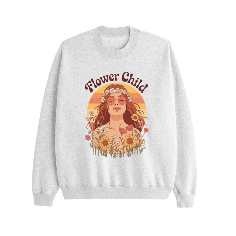 Flower Child Hippie Girl Retro Floral Graphic Sweatshirt