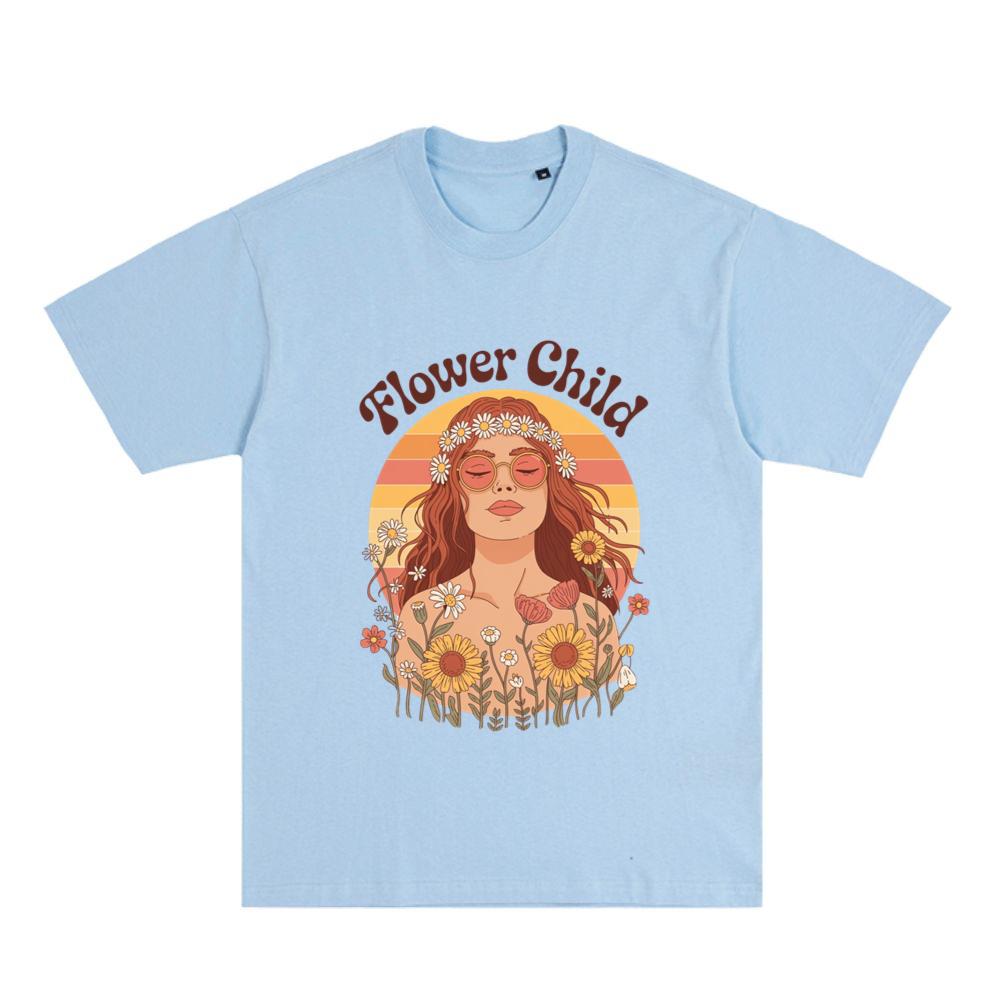 Flower Child Hippie Girl Retro Floral Graphic T-Shirt