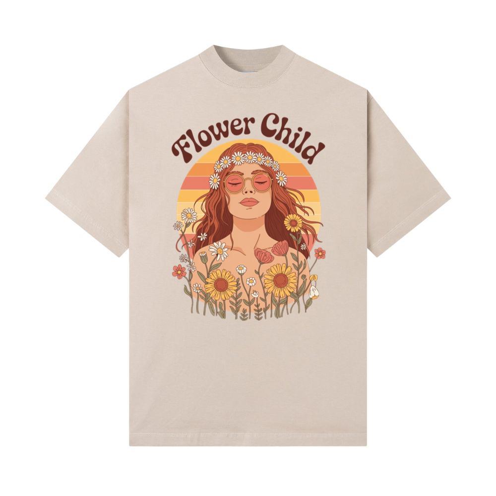 Flower Child Hippie Girl Retro Floral Graphic T-Shirt - Image 3