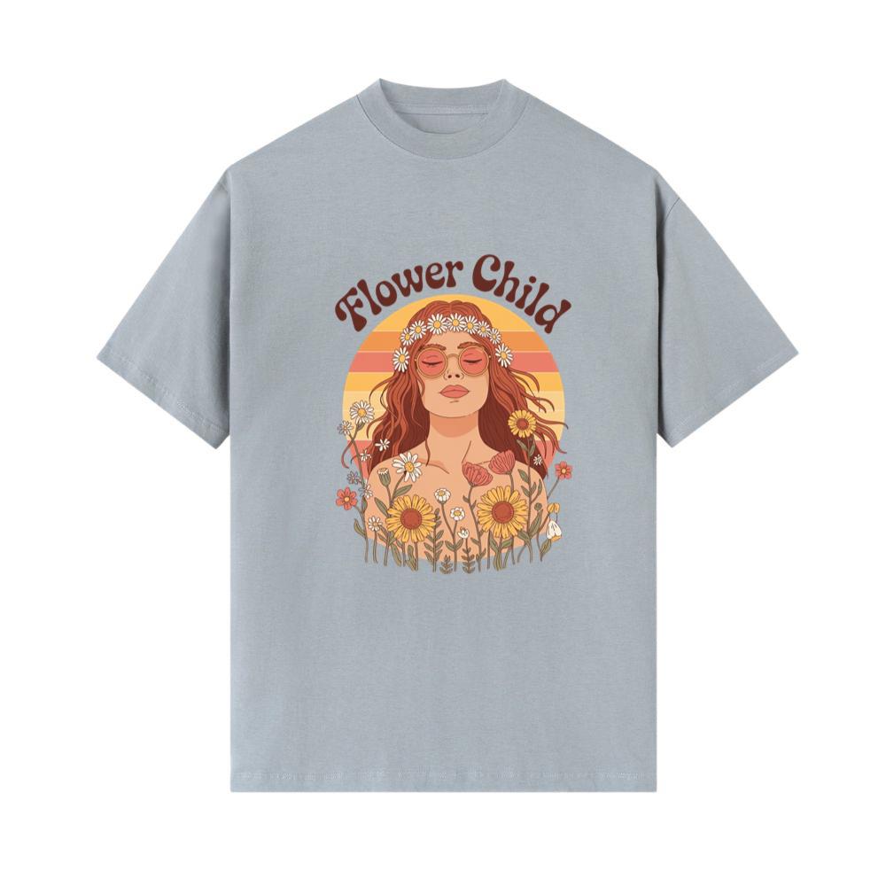Flower Child Hippie Girl Retro Floral Graphic T-Shirt