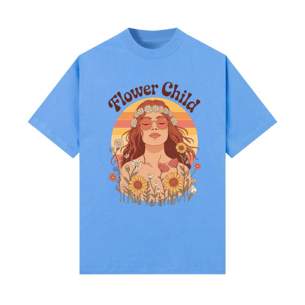 Flower Child Hippie Girl Retro Floral Graphic T-Shirt