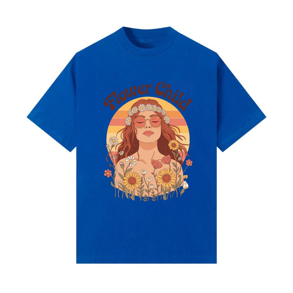 Flower Child Hippie Girl Retro Floral Graphic T-Shirt