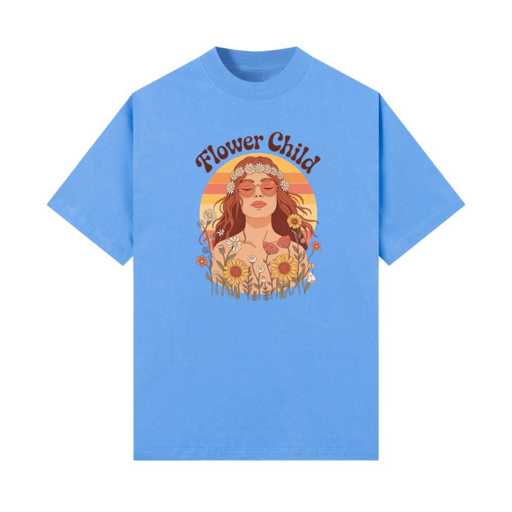 Flower Child Hippie Girl Retro Floral Graphic T-Shirts