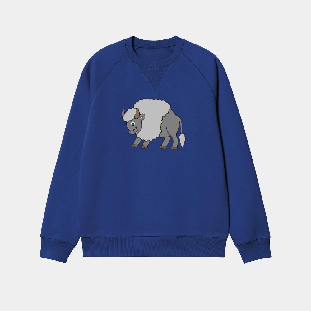 Fluffy Gray Cartoon Ox Sweatshirt