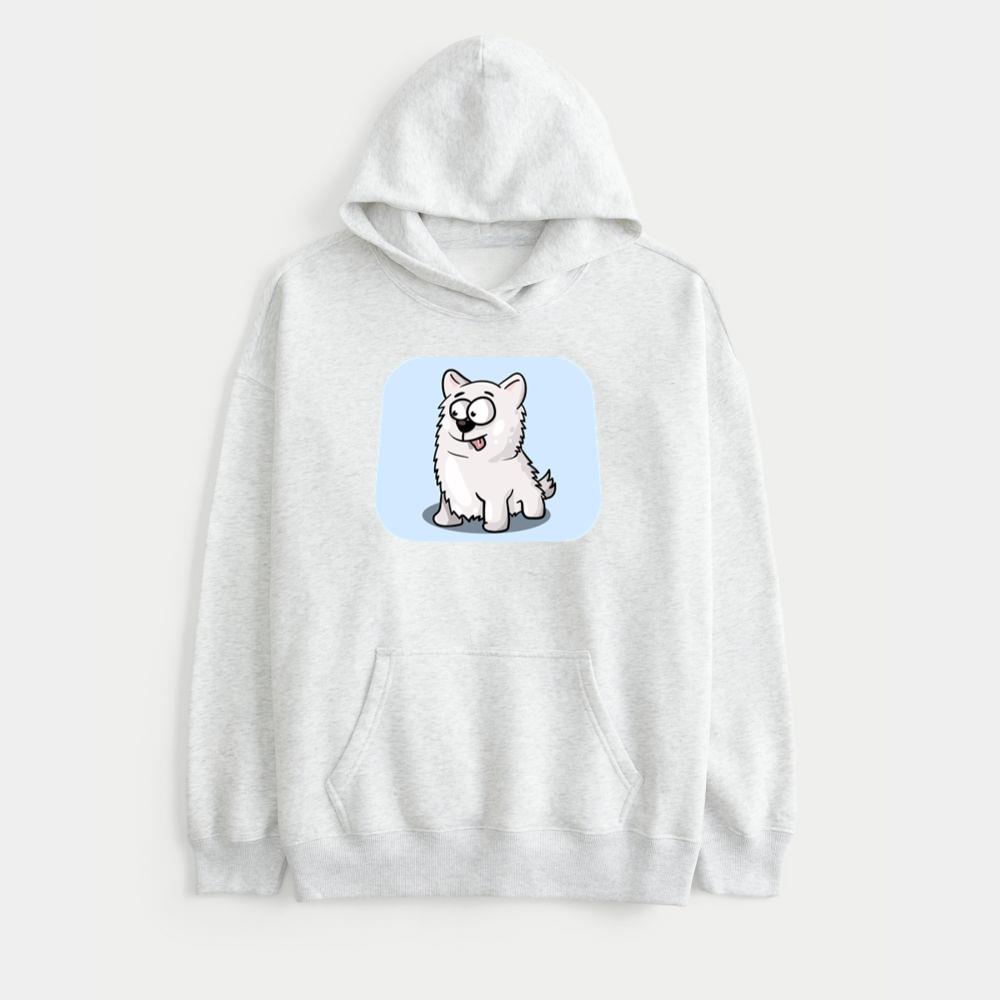 Fluffy White Dog Smiling Hoodie