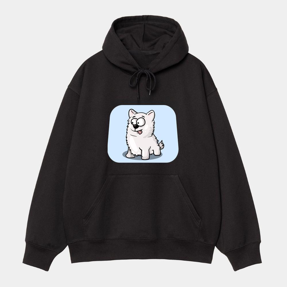 Fluffy White Dog Smiling Hoodie